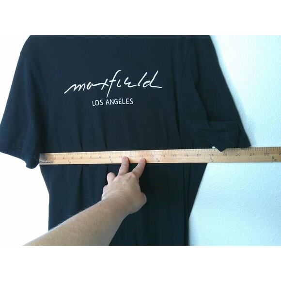 Maxfield Black Round Neck Short Sleeve Tee White Maxfield Los Angeles Logo M - Picture 3 of 9